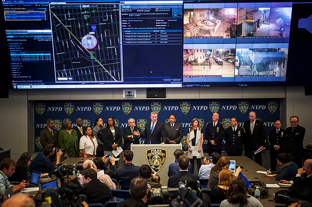 Mayor de Blasio and Police Commissioner Bratton announce the launch of the ShotSpotter gunshot detection technology.
