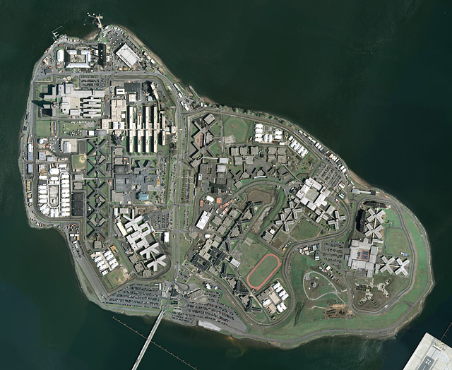 Aerial view of Rikers Island (USGS)